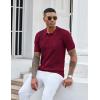 COOFANDY Knit Polo Shirts for Men Short Sleeve Textured Polo Shirt Slim Fit Summer Collared T Shirt with Pocket(Wine Red)