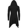 COOFANDY Long Hooded Cardigan Ruffle Shawl Collar Open Front Lightweight Drape Cape Overcoat with Pockets(Black)