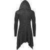 COOFANDY Long Hooded Cardigan Ruffle Shawl Collar Open Front Lightweight Drape Cape Overcoat with Pockets(Dark Grey)