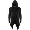 COOFANDY Long Hooded Cardigan Ruffle Shawl Collar Open Front Lightweight Drape Cape Overcoat with Pockets(Letter Printed)