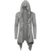 COOFANDY Long Hooded Cardigan Ruffle Shawl Collar Open Front Lightweight Drape Cape Overcoat with Pockets(Light Grey)