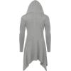 COOFANDY Long Hooded Cardigan Ruffle Shawl Collar Open Front Lightweight Drape Cape Overcoat with Pockets(Light Grey)