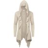 COOFANDY Long Hooded Cardigan Ruffle Shawl Collar Open Front Lightweight Drape Cape Overcoat with Pockets(Light Khaki)