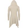 COOFANDY Long Hooded Cardigan Ruffle Shawl Collar Open Front Lightweight Drape Cape Overcoat with Pockets(Light Khaki)