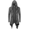COOFANDY Long Hooded Cardigan Ruffle Shawl Collar Open Front Lightweight Drape Cape Overcoat with Pockets(Middle Grey)