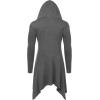 COOFANDY Long Hooded Cardigan Ruffle Shawl Collar Open Front Lightweight Drape Cape Overcoat with Pockets(Middle Grey)