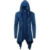 COOFANDY Long Hooded Cardigan Ruffle Shawl Collar Open Front Lightweight Drape Cape Overcoat with Pockets(Navy Blue)
