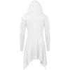 COOFANDY Long Hooded Cardigan Ruffle Shawl Collar Open Front Lightweight Drape Cape Overcoat with Pockets(White)