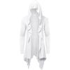 COOFANDY Long Hooded Cardigan Ruffle Shawl Collar Open Front Lightweight Drape Cape Overcoat with Pockets(White)