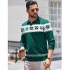 COOFANDY Long Sleeve Polo Shirts for Men Knit Polo Sweater Lightweight Ribbed Pullover Sweater(Christmas Green & White)