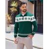 COOFANDY Long Sleeve Polo Shirts for Men Knit Polo Sweater Lightweight Ribbed Pullover Sweater(Christmas Green & White)