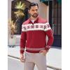COOFANDY Long Sleeve Polo Shirts for Men Knit Polo Sweater Lightweight Ribbed Pullover Sweater(Christmas Red & White)