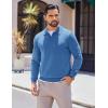 COOFANDY Long Sleeve Polo Shirts for Men Knit Polo Sweater Lightweight Ribbed Pullover Sweater(Dark Blue)
