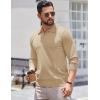 COOFANDY Long Sleeve Polo Shirts for Men Knit Polo Sweater Lightweight Ribbed Pullover Sweater(Khaki)