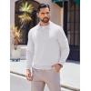 COOFANDY Long Sleeve Polo Shirts for Men Knit Polo Sweater Lightweight Ribbed Pullover Sweater(White)