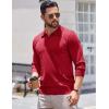 COOFANDY Long Sleeve Polo Shirts for Men Knit Polo Sweater Lightweight Ribbed Pullover Sweater(Wine Red)
