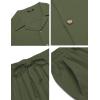 COOFANDY Men 2 Piece Linen Outfit Beach Button Down Shirt Casual Loose Pant Sets(Army Green)