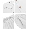 COOFANDY Men 2 Piece Linen Outfit Beach Button Down Shirt Casual Loose Pant Sets(A-white)