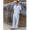 COOFANDY Men 2 Piece Linen Outfit Beach Button Down Shirt Casual Loose Pant Sets(Clear Blue)