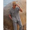 COOFANDY Men 2 Piece Linen Outfit Beach Button Down Shirt Casual Loose Pant Sets(Grey)
