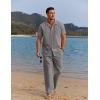 COOFANDY Men 2 Piece Linen Outfit Beach Button Down Shirt Casual Loose Pant Sets(Grey)