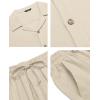 COOFANDY Men 2 Piece Linen Outfit Beach Button Down Shirt Casual Loose Pant Sets(Khaki)