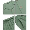 COOFANDY Men 2 Piece Linen Outfit Beach Button Down Shirt Casual Loose Pant Sets(Light Green)