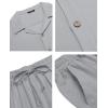 COOFANDY Men 2 Piece Linen Outfit Beach Button Down Shirt Casual Loose Pant Sets(Light Grey)