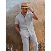 COOFANDY Men 2 Piece Linen Outfit Beach Button Down Shirt Casual Loose Pant Sets(Light Grey)