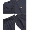 COOFANDY Men 2 Piece Linen Outfit Beach Button Down Shirt Casual Loose Pant Sets(Navy Blue)