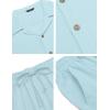 COOFANDY Men 2 Piece Linen Outfit Beach Button Down Shirt Casual Loose Pant Sets(Sky Blue)