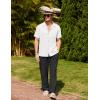 COOFANDY Men 2 Piece Linen Outfit Beach Button Down Shirt Casual Loose Pant Sets(White Shirt/Black Pants)