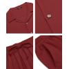 COOFANDY Men 2 Piece Linen Outfit Beach Button Down Shirt Casual Loose Pant Sets(Wine Red)