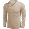 COOFANDY Men Casual Knitted Sweaters Shawl Collar Dress Sweater Long Sleeve V-Neck Pullover Tops(Apricot)