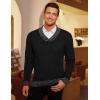 COOFANDY Men Casual Knitted Sweaters Shawl Collar Dress Sweater Long Sleeve V-Neck Pullover Tops(Black)