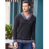 COOFANDY Men Casual Knitted Sweaters Shawl Collar Dress Sweater Long Sleeve V-Neck Pullover Tops(Black)
