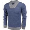 COOFANDY Men Casual Knitted Sweaters Shawl Collar Dress Sweater Long Sleeve V-Neck Pullover Tops(Blue)