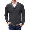 COOFANDY Men Casual Knitted Sweaters Shawl Collar Dress Sweater Long Sleeve V-Neck Pullover Tops(Dark Grey)