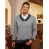 COOFANDY Men Casual Knitted Sweaters Shawl Collar Dress Sweater Long Sleeve V-Neck Pullover Tops(Grey)