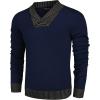 COOFANDY Men Casual Knitted Sweaters Shawl Collar Dress Sweater Long Sleeve V-Neck Pullover Tops(Navy Blue)