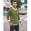 COOFANDY Men Casual V Neck Sweater Ribbed Knit Slim Fit Long Sleeve Pullover Top(Army Green)