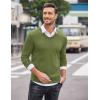 COOFANDY Men Casual V Neck Sweater Ribbed Knit Slim Fit Long Sleeve Pullover Top(Army Green)