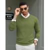COOFANDY Men Casual V Neck Sweater Ribbed Knit Slim Fit Long Sleeve Pullover Top(Army Green)