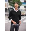 COOFANDY Men Casual V Neck Sweater Ribbed Knit Slim Fit Long Sleeve Pullover Top(Black)