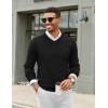 COOFANDY Men Casual V Neck Sweater Ribbed Knit Slim Fit Long Sleeve Pullover Top(Black)