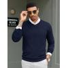 COOFANDY Men Casual V Neck Sweater Ribbed Knit Slim Fit Long Sleeve Pullover Top(Blue)
