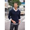 COOFANDY Men Casual V Neck Sweater Ribbed Knit Slim Fit Long Sleeve Pullover Top(Blue)
