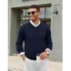 COOFANDY Men Casual V Neck Sweater Ribbed Knit Slim Fit Long Sleeve Pullover Top(Blue)