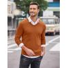 COOFANDY Men Casual V Neck Sweater Ribbed Knit Slim Fit Long Sleeve Pullover Top(Brown)