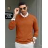 COOFANDY Men Casual V Neck Sweater Ribbed Knit Slim Fit Long Sleeve Pullover Top(Brown)